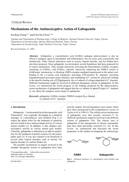 Mechanisms of the Antinociceptive Action of Gabapentin