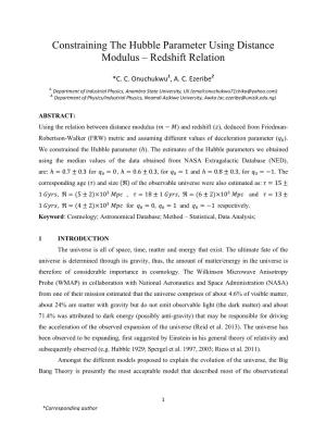 Constraining the Hubble Parameter Using Distance Modulus – Redshift Relation