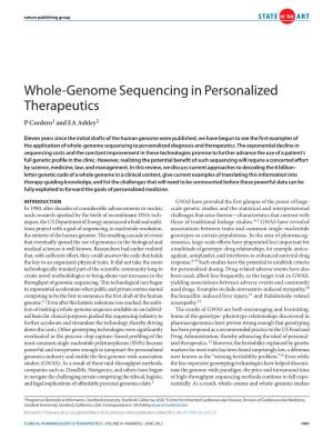 Whole-Genome Sequencing in Personalized Therapeutics