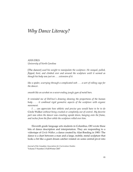 Why Dance Literacy?