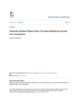 American Amateur Players Arise: You Have Nothing to Lose but Your Amateurism