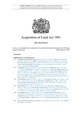 Acquisition of Land Act 1981