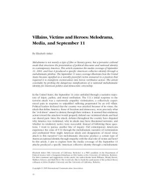 Villains, Victims and Heroes: Melodrama, Media, and September 11