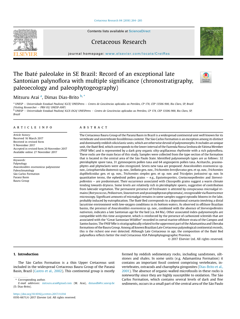 The Ibate Paleolake in SE Brazil: Record of an Exceptional Late