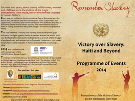 Victory Over Slavery: Haiti and Beyond Programme of Events 2014