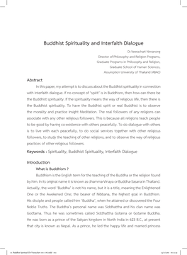 Buddhist Spirituality and Interfaith Dialogue