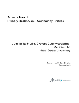 Cypress County Excluding Medicine Hat Health Data and Summary