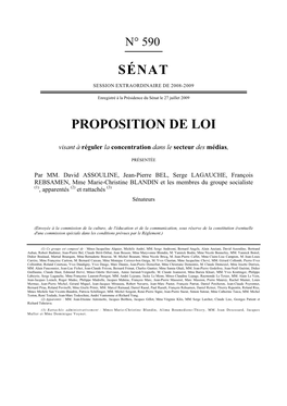 Sénat Proposition De