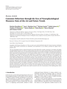Review Article Consumer Behaviour Through the Eyes of Neurophysiological Measures: State-Of-The-Art and Future Trends