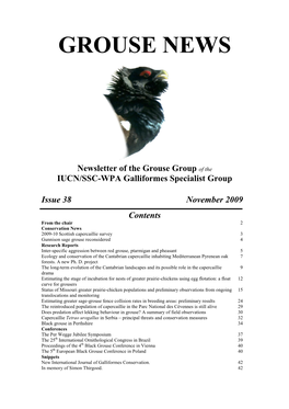 Grouse News 38 Newsletter of the Grouse Group