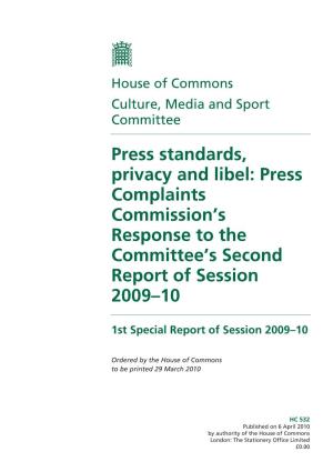 Press Standards, Privacy and Libel: Press Complaints Commission's