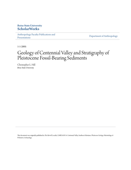Geology of Centennial Valley and Stratigraphy of Pleistocene Fossil-Bearing Sediments Christopher L