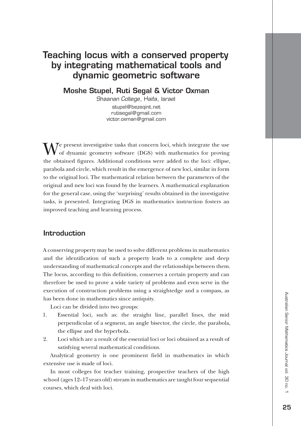 Teaching Locus with a Conserved Property by Integrating Mathematical Tools and Dynamic Geometric Software