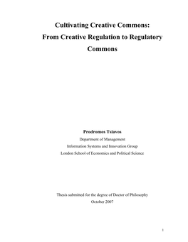 Cultivating Creative Commons: from Creative Regulation to Regulatory Commons