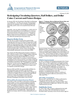 Redesigning Circulating Quarters, Half Dollars, and Dollar Coins: Current and Future Designs