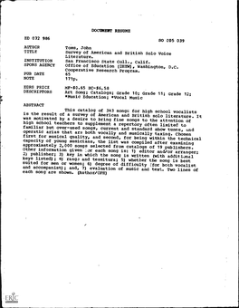 AUTHCR TITLE DOCUMENT RESUME SO 005 039 Toms, John