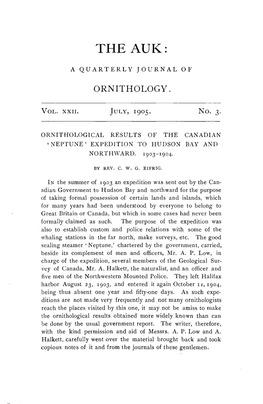 Ornithological Results of the Canadian 'Neptune' Expedition to Hudson Bay and Northward
