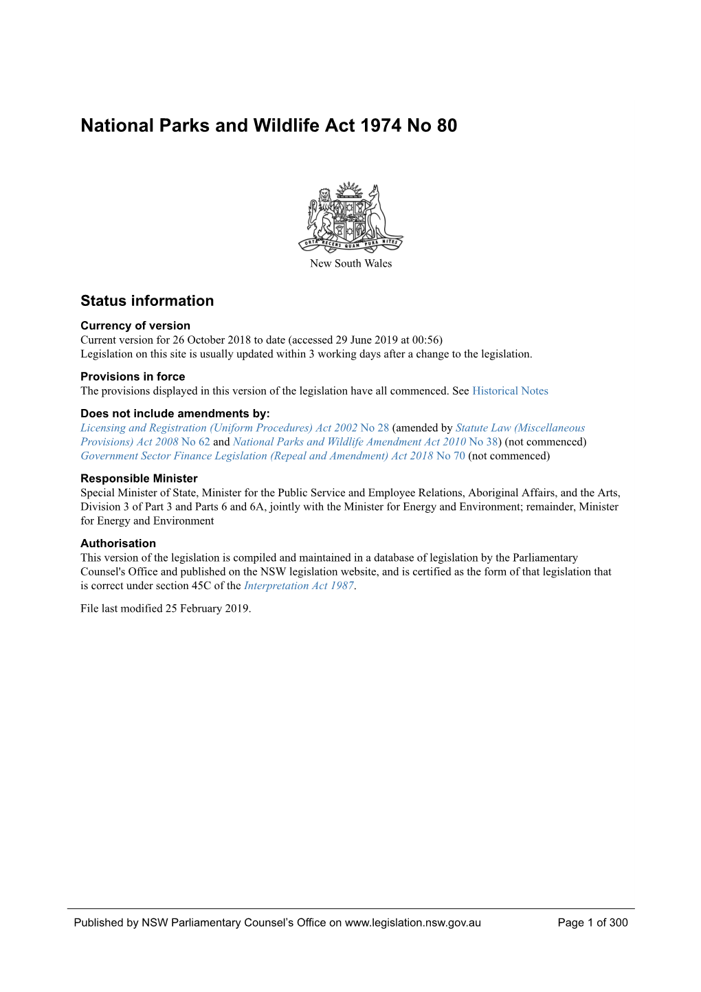 NSW Legislation Website, and Is Certified As the Form of That Legislation That Is Correct Under Section 45C of the Interpretation Act 1987