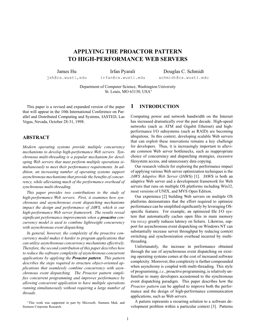 Applying the Proactor Pattern to High-Performance Web Servers