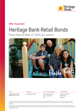 Heritage Bank Retail Bond Prospectus Application HBSHB