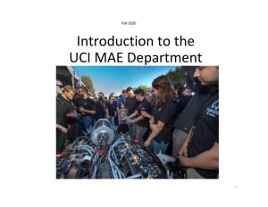 Introduction to the UCI MAE Department
