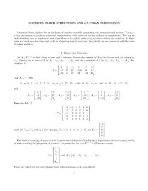 Matrices, Block Stuctures and Gaussian Elimination