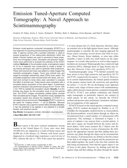 Emission Tuned-Aperture Computed Tomography: a Novel Approach to Scintimammography