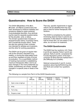 Questionnaire: How to Score the DASH