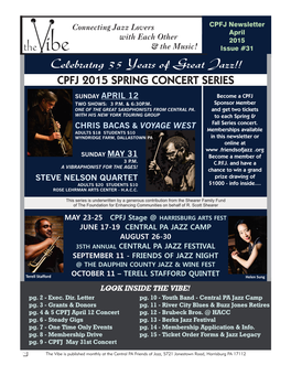 Celebratng 35 Years of Great Jazz!! CPFJ 2015 SPRING CONCERT SERIES