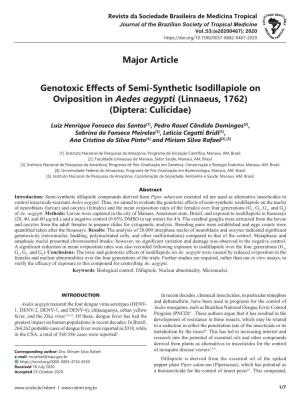 Major Article Genotoxic Effects of Semi-Synthetic Isodillapiole on Oviposition in Aedes Aegypti (Linnaeus, 1762) (Diptera