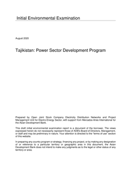 Power Sector Development Program: Initial Environmental Examination