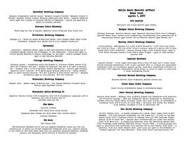 2017 DRBA Beer List Print