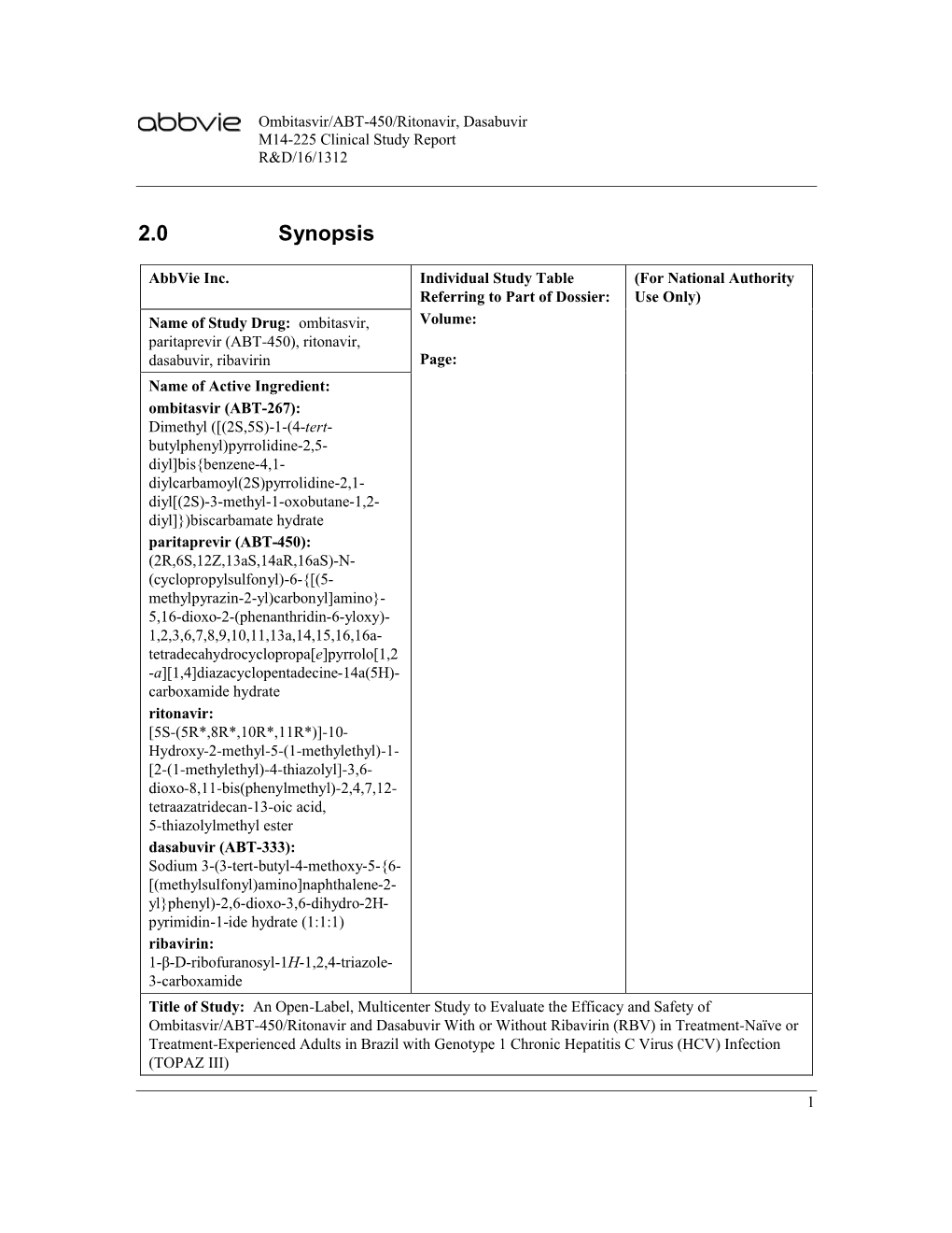 M14-225 Clinical Study Report R&D/16/1312