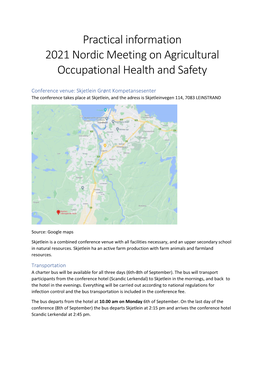 Practical Information 2021 Nordic Meeting on Agricultural Occupational Health and Safety
