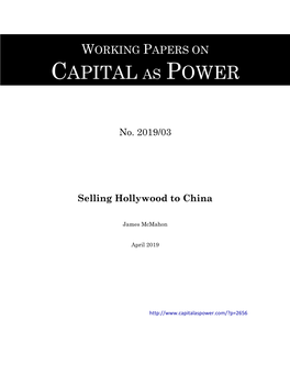 Selling Hollywood to China