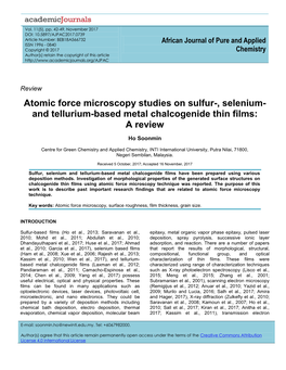 Atomic Force Microscopy Studies on Sulfur-, Selenium- and Tellurium-Based Metal Chalcogenide Thin Films: a Review