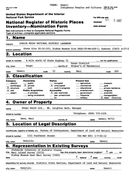 98T Inventory Nomination Form Date Entered See Instructions in How to Complete National Register Forms Type All Entries Complete Applicable Sections______1