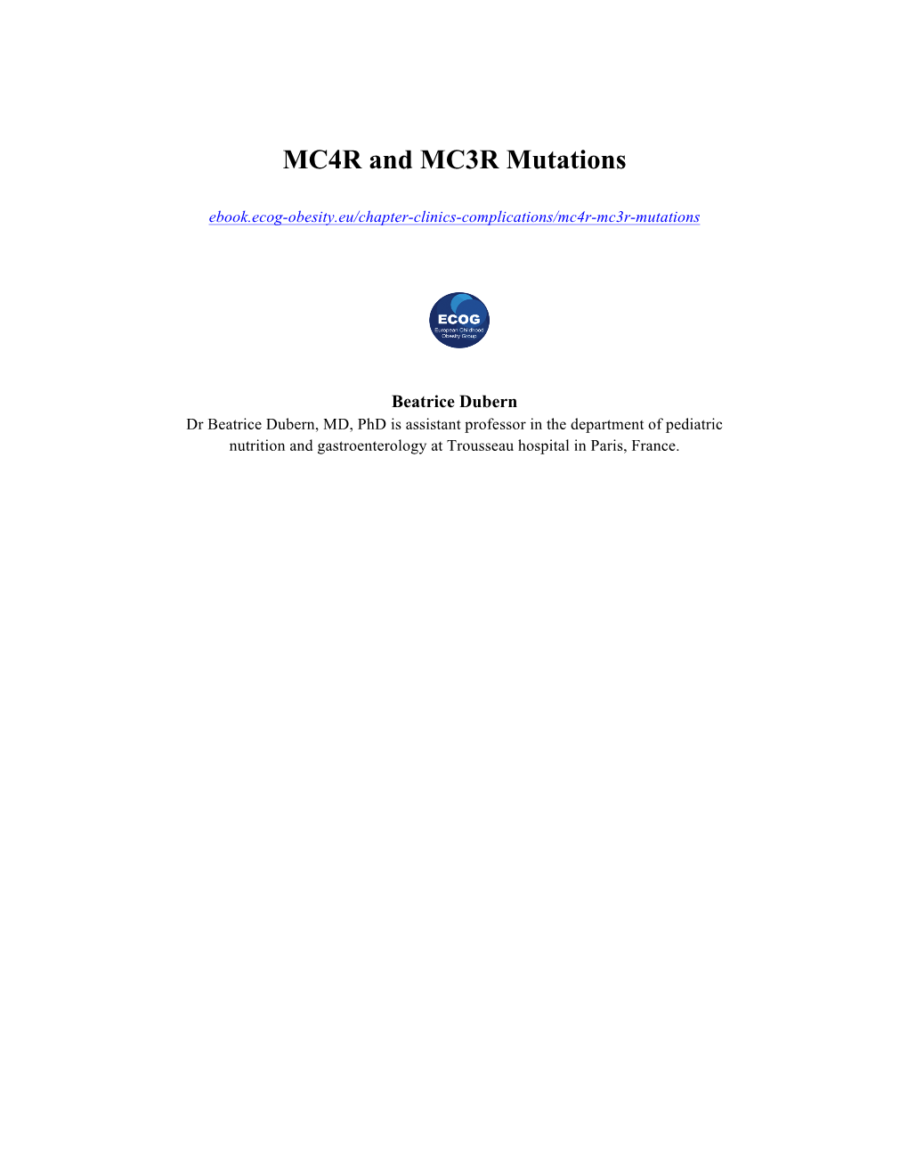 MC4R and MC3R Mutations