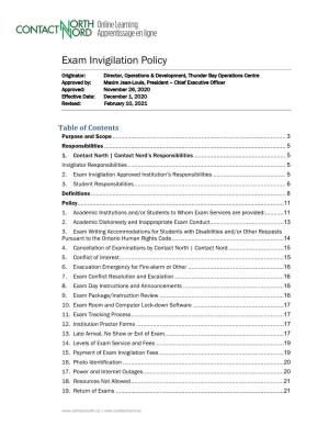 Exam Invigilation Policy