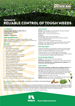 Reliable Control of Tough Weeds