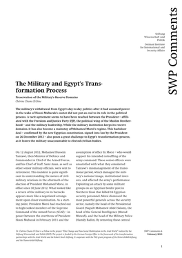 The Military and Egypt's Transformation Process
