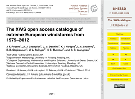 Discussion Paper Is/Has Been Under Review for the Journal Natural Hazards and Earth the XWS Catalogue System Sciences (NHESS)