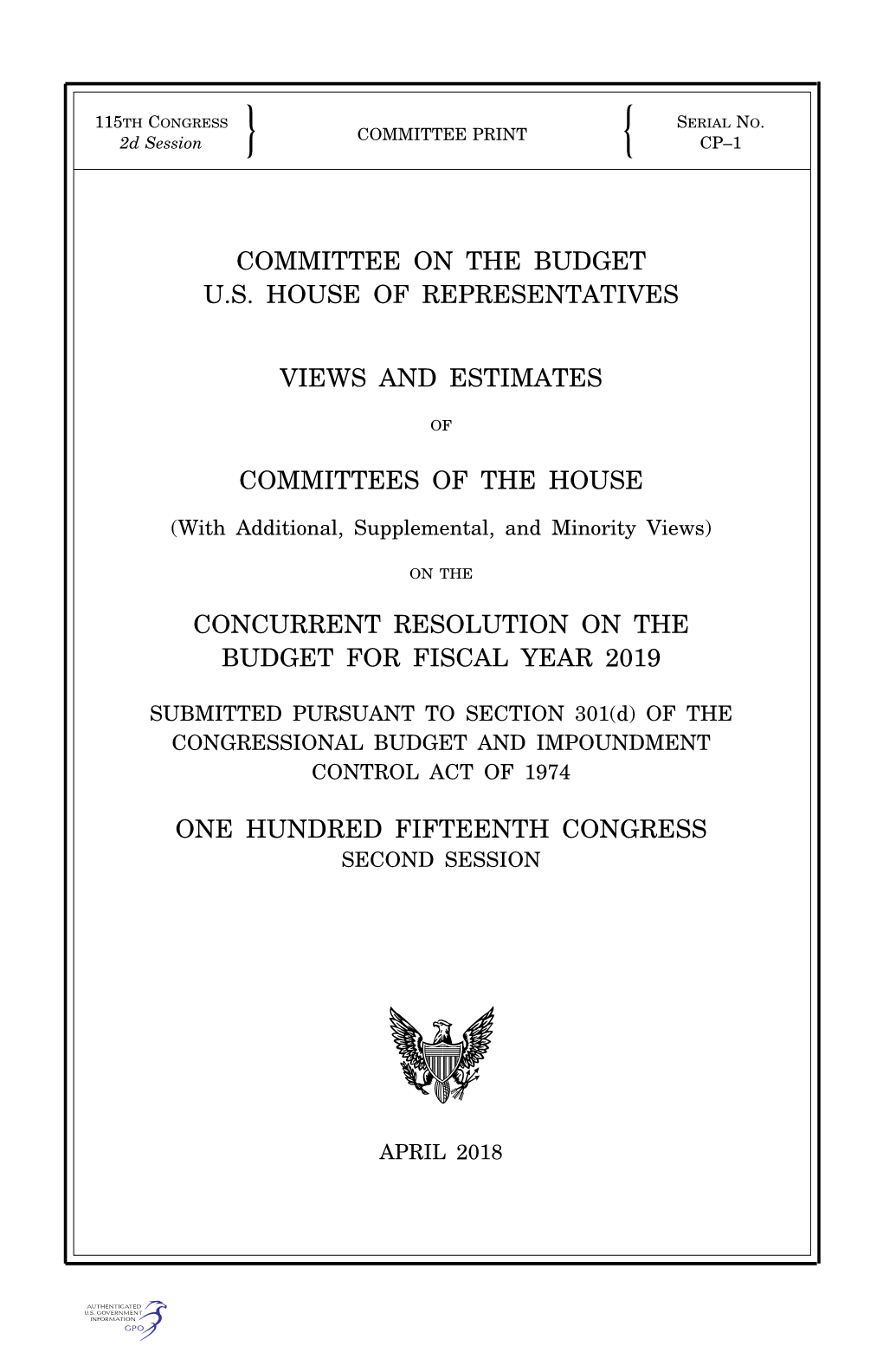 Committee on the Budget U.S. House of Representatives