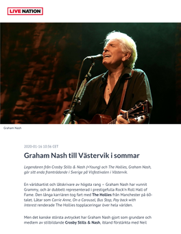 Graham Nash Till Västervik I Sommar