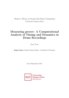 Measuring Groove: a Computational Analysis of Timing and Dynamics in Drum Recordings