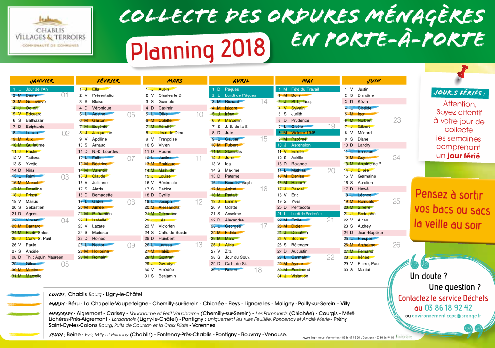 Planning 2018 En Porte-À-Porte
