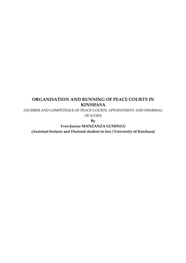 Organisation and Running of Peace Courts in Kinshasa