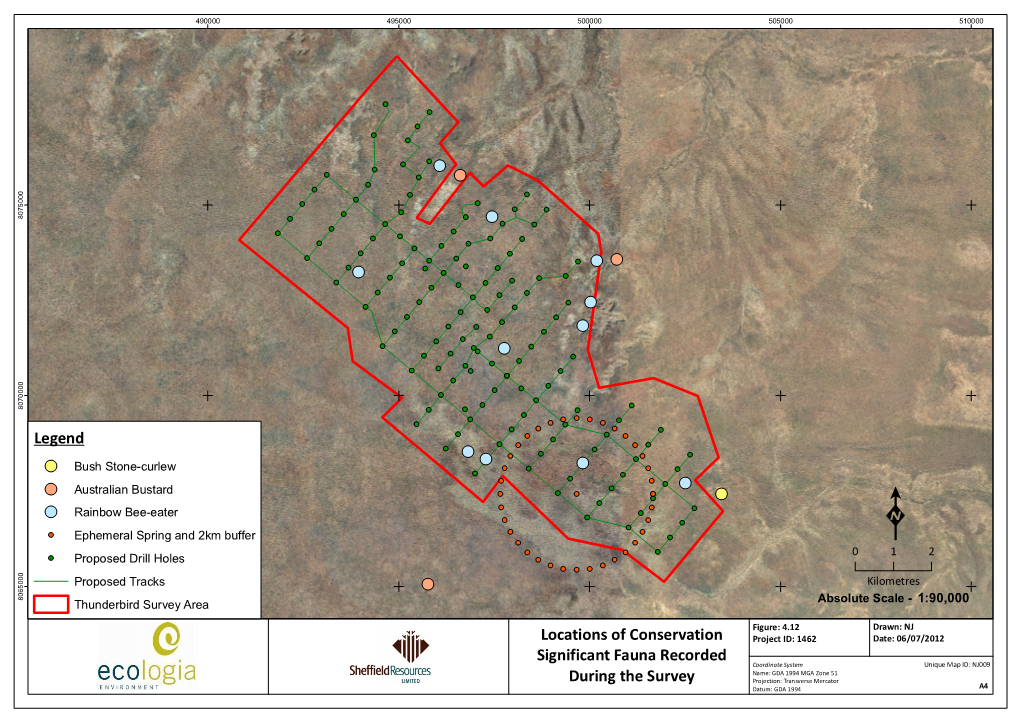 Legend Locations of Conservation Significant Fauna Recorded During