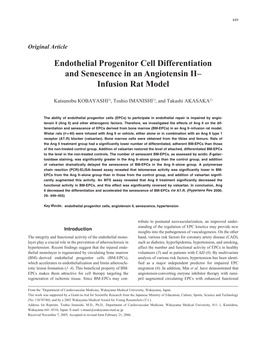 Endothelial Progenitor Cell Differentiation and Senescence in an Angiotensin II– Infusion Rat Model