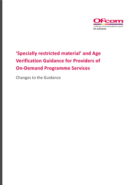 'Specially Restricted Material' and Age Verification Guidance For